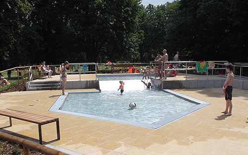 Neubau Edelstahlbecken - Freibad Dresden Cotta │ Kinderplanschbecken