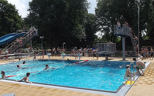 Neubau Edelstahlbecken Freibad Dresden Cotta │ Sprunganlage 1-m Brett, 3-m Plattform